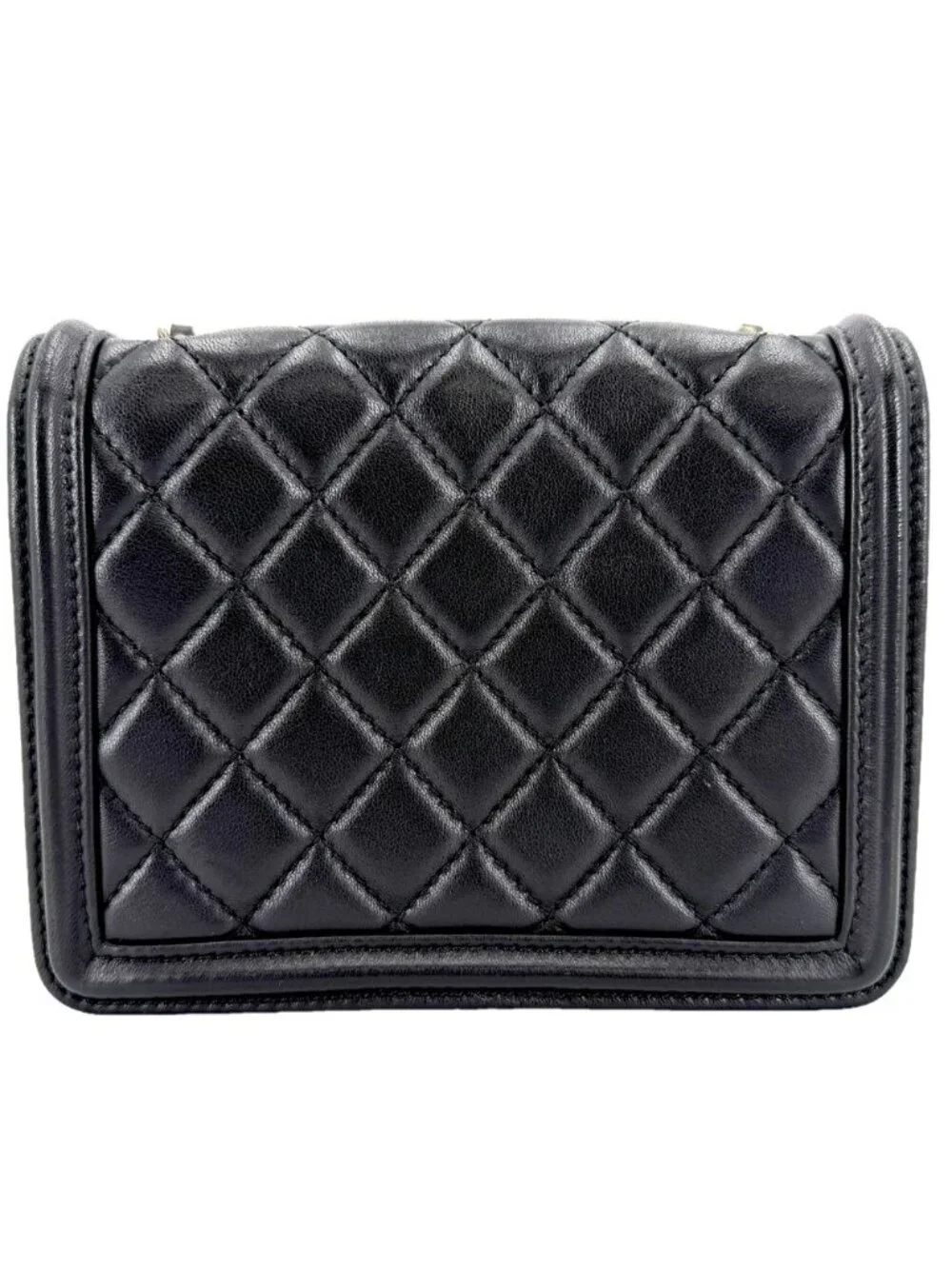 Chanel Shoulder Bag Quilted Boy Brick Chain CC Logo Crossbody Lambskin Black
